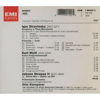 STRAVINSKY - Klemperer - Symphonie en trois mouvements, pour orchestre