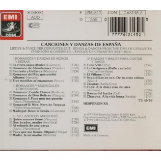 Canciones y danzas de Espana (de l'époque de Cervantes (1547-1616))
