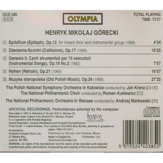 GORECKI - Krenz - Epitafium, pour chur et ensemble op.12
