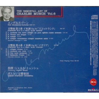 MENDELSSOHN-BARTHOLDY - Munch - Symphonies n° 3 & 4 (import Japon)