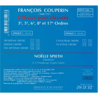 COUPERIN - Spieth -L'œuvre pour clavecin : t3e, 5e, 6e, 8e et 17e ordres