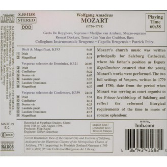 MOZART - Peire - Dixit et Magnificat en do majeur, pour solistes, chur
