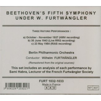 BEETHOVEN - Wilhelm Furtwängler - Symphonie n°5 - 3 enregistrements (1937, 1943, 1954)