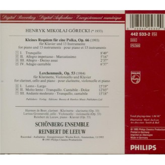 GORECKI - De Leeuw - Kleines Requiem für eine Polka, pour piano et 13 in