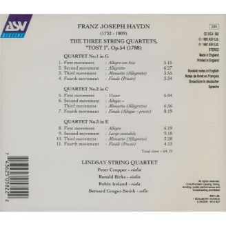 HAYDN - Lindsay String - Trois quatuors à cordes op.54 Hob.III:57-59 'E