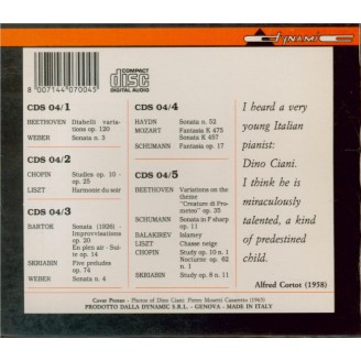 BEETHOVEN - Dino Ciani - Variations Diabelli, trente-trois variations  (Live & Studio Recordings)