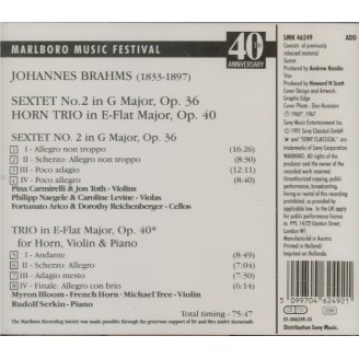 BRAHMS - Serkin - Sextuor à cordes n°2 en sol majeur op.36