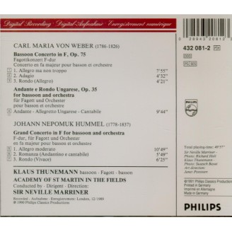 HUMMEL - Thunemann - Concerto pour basson et orchestre en fa majeur WoO