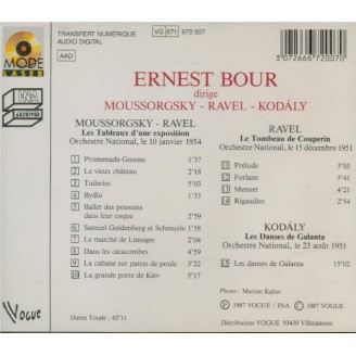 KODALY - Ernest Bour - Danses de Galanta, pour orchestre