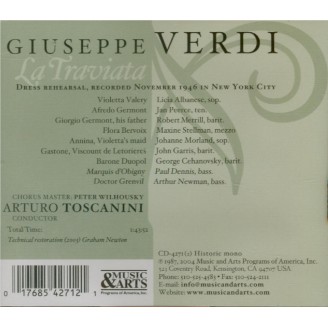 VERDI - Toscanini - La traviata, opéra en trois actes Dress Rehearsal, New York 11 - 1946