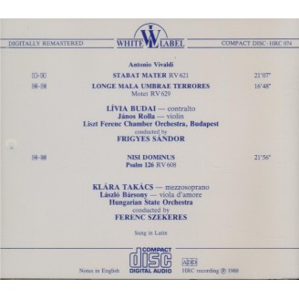 VIVALDI - Takacs - Stabat Mater en fa mineur, pour alto, cordes et b.c