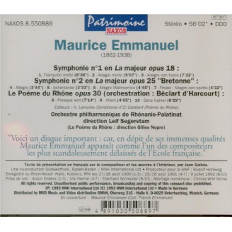 EMMANUEL - Segerstam - Symphonies n°1 & 2, Le Poème du Rhône