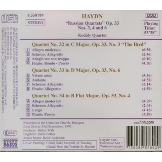 HAYDN - Kodaly Quartet - Quatuor à cordes n°39 en do majeur op.33 n°3 Ho