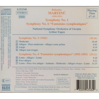MARTINU - Fagen - Symphonie n°1 H.289