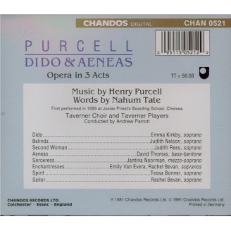 PURCELL - Kirkby - Dido and Aeneas (Didon et Énée), opéra Z.626