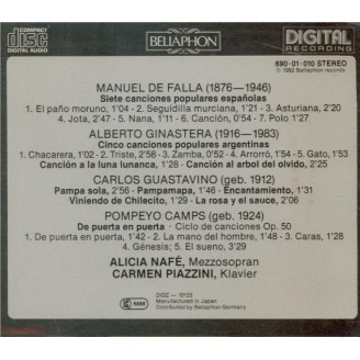 Mélodies de Falla, Ginastera, Guastavino, Camps