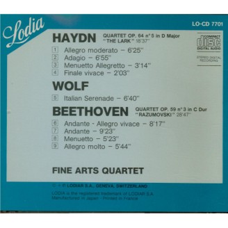 HAYDN - Fine Arts Quart - Quatuor à cordes n°63 en ré majeur op.64 n°5 H