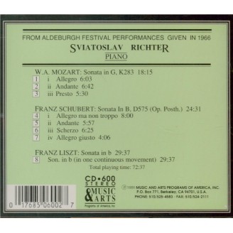 Sviatoslav Richter - From Aldeburgh Festival Performances Given in 1966