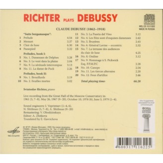DEBUSSY - Sviatoslav Richter - Suite bergamasque, préludes