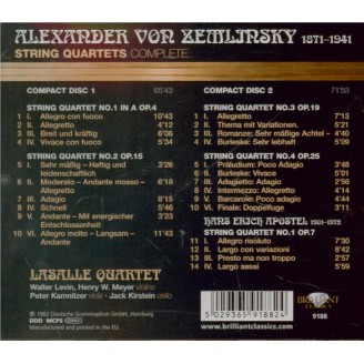 ZEMLINSKY - LaSalle Quartet - Quatuor à cordes n°1 op.4