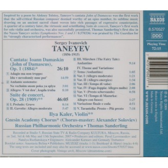 TANEYEV - Kaler - Suite de concert pour violon et orchestre op.28