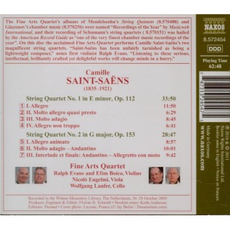 SAINT-SAËNS - Fine Arts Quart - Quatuor à cordes n°1 op.112
