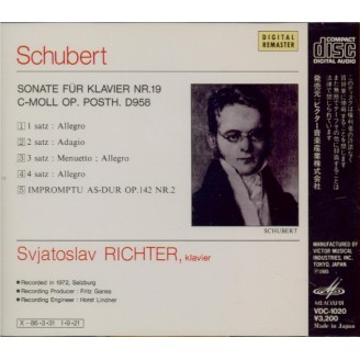 SCHUBERT - Sviatoslav Richter - Sonate pour piano en do mineur D.958 (import Japon)