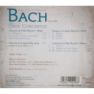 BACH - Starr - Concerto pour hautbois et cordes en si bémol majeur Wq.16