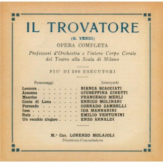 VERDI - Molajoli - Il trovatore, opéra en quatre actes (version original