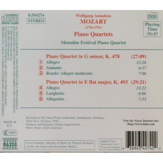 MOZART - Menuhin Festiva - Quatuor pour piano et cordes en sol mineur K