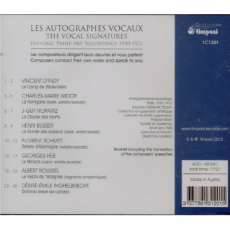 Les Autographes Vocaux Historic Pathé Art Recordings Les compositeurs dirigent leurs oeuvres et vous parlent