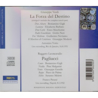 LEONCAVALLO - Patané - I Pagliacci (Paillasse) live Napoli 8 - 4 - 1952 & Rio 16 - 8 - 1951