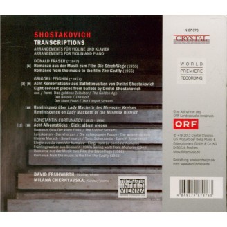 Chostakovitch Transcriptions Arrangements pour violon et piano