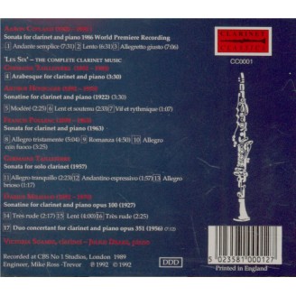 COPLAND - Soames - Sonate pour clarinette et piano