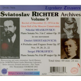 MYASKOVSKI - Richter - Sonate pour piano n°3 op.19 Live Moscow, 22 - 12 - 1974