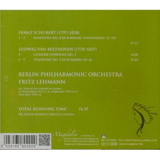 SCHUBERT - Lehmann - Symphonie n°8 en si mineur D.759 'Inachevée'