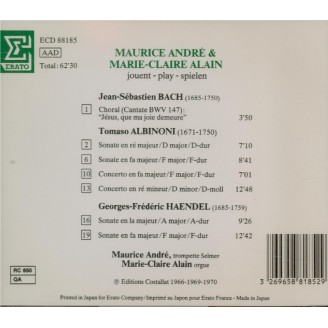 Maurice André et Marie-Claire Alain Bach, Haendel, Albinoni