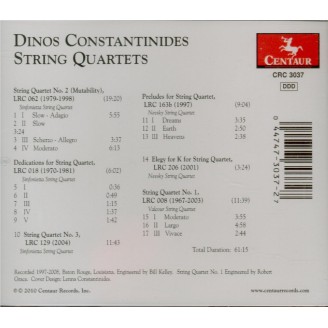 CONSTANTINIDES - Sinfonietta Str - Quatuor à cordes n°2