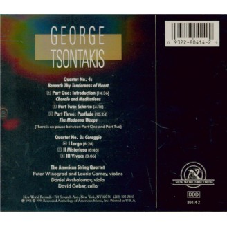 TSONTAKIS - American String - Quatuor à cordes n°4 'Beneath Thy Tenderne