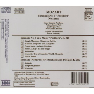 MOZART - Turnovsky - Sérénade n°9, pour orchestre en ré majeur K.320 'Po