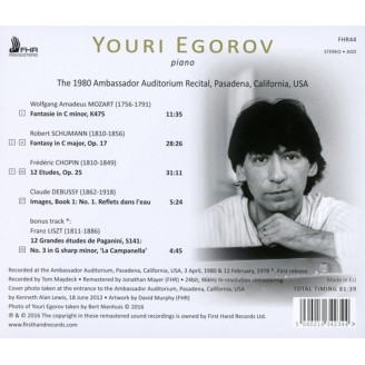 Youri Egorov - The 1980 Ambassador Auditorium Recital, Pasadena, California, USA