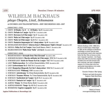 Wilhelm Backhaus plays Chopin, Liszt, Schumann