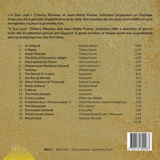 A Due Liuti (Thierry Meunier & Jean-Marie Poirier) - The harte opreste, lute duets in Elizabethan England