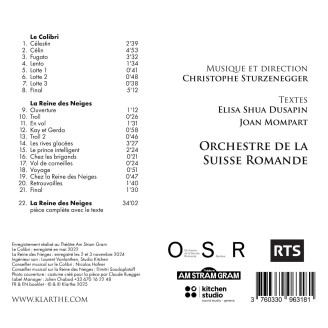 STURZENEGGER - Christophe Sturzenegger - Le Colibri, La Reine des Neiges, musiques de scène