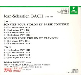 BACH - Reinhold Barchet & Robert Veyron-Lacroix - Sonates pour violon et clavecin BWV 1014-1019 (import Japon)