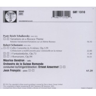 SCHUMANN - Maurice Gendron - Concerto pour violoncelle, 3 Fantasiestücke op. 73, 3 Romanzen op. 94