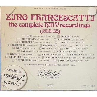 Zino Francescatti - The Complete HMV Recordings (1922-28, remastered by Ward Marston)