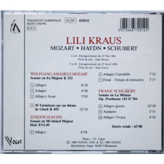 MOZART - Lili Kraus - Sonate pour piano n°12 en fa majeur K.332 (K6.300k)