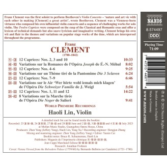 CLEMENT - Lin - Douze caprices pour violon seul