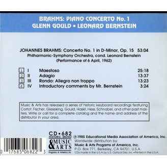 BRAHMS - Glenn Gould & Leonard Bernstein - Concerto pour piano et orchestre n°1 en ré mineur op.15